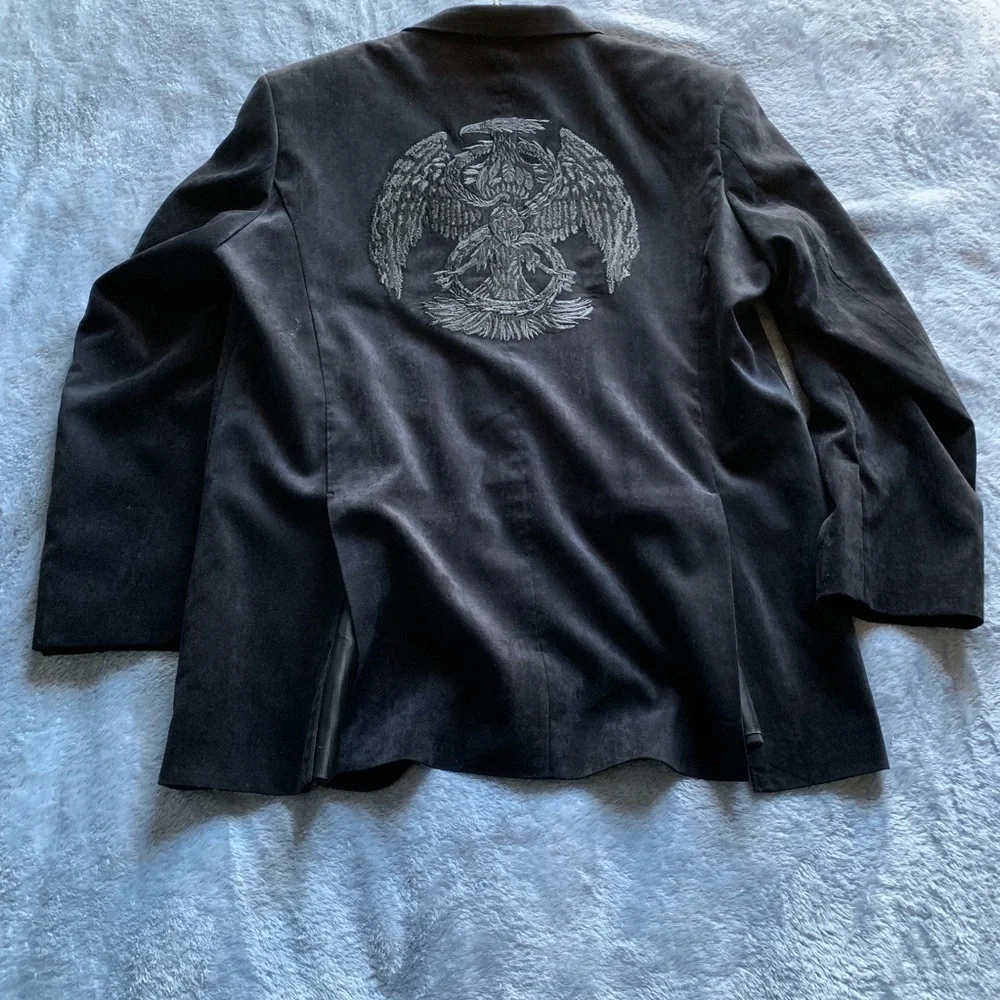 KDJ Black Blazer with Eagle Embroidery
